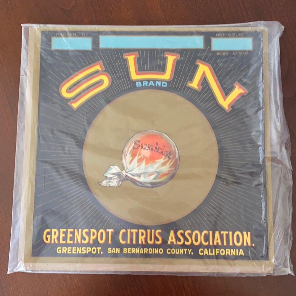Sun brand vintage orange crate label🍊🍊